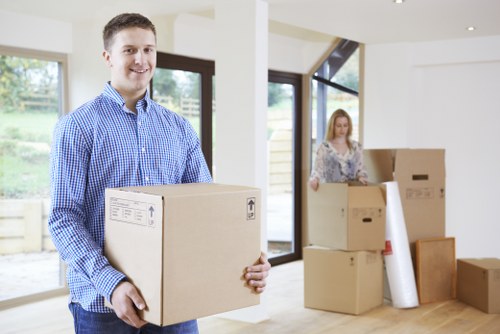 Packing materials and labelled boxes prepared for a move in Crystal Palace