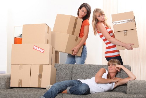 Packed boxes and furniture ready for a flat removal in a Crystal Palace apartment